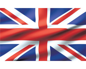 Union Flag of Great Britain auf einer Fototapete.