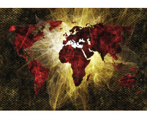 Fototapete mit einer beleuchteten Weltkarte, abstrakte Kunst mit dem Thema Planet Erde.