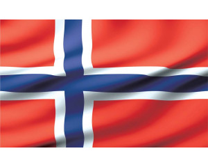 Norwegische Flagge auf Fototapete, ein Symbol für Norwegen.