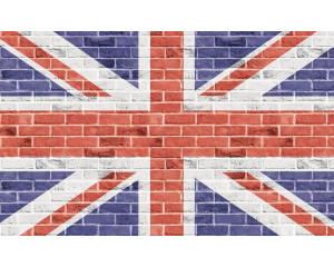 Fototapete mit der Flagge des Vereinigten Königreichs, farbenfroh und kraftvoll.