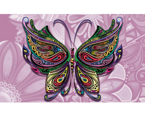 Fototapete eines Schmetterlings im abstrakten Kunststil, bunt und anmutig.