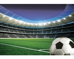 Fußball-Fototapete mit einem Stadion voller Fans, die die Aufregung eines Fußballspiels einfängt.