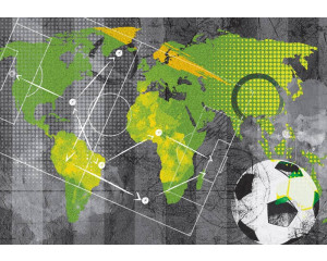 Fototapete mit Fußballtaktiken im Graffiti-Stil, ideal für Sportfans.