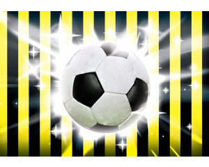 Fototapete mit einem schwarz-gelben Fußball auf einem Hintergrund für Teenager.