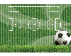 Fototapete von einem grünen Fußballplatz mit Gras, ideal für Kinder.