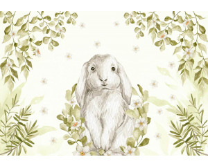 Fototapete Fröhliches Kaninchen in sanften Tönen