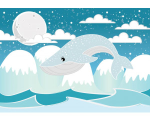 Wal hoch über dem Wasser, verspieltes Babyzimmer Fototapete.