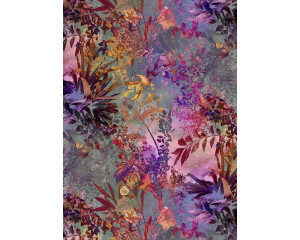 Ein wilder Garten voller Blumen und Pflanzen, künstlerisch dargestellt in dieser lebendigen Fototapete.