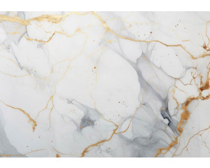 Fototapete aus weißem und goldenem Marmor, mit einem luxuriösen und eleganten Look.