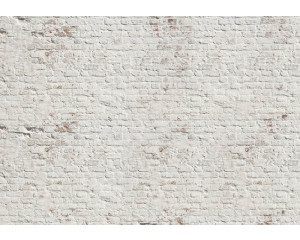 Weiße Ziegelwand, mit einer authentischen und realistischen Textur, ideal für industrielle Räume auf dieser Fototapete.