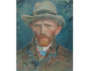 Fototapete mit einem Selbstporträt von Vincent van Gogh in seinem typischen Stil.