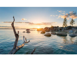 Sonnenuntergang Landschaft letzte Licht Fototapete, mit einem dramatischen Himmel.