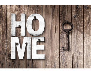 Home Fototapete von Holzbrettern und Schlüssel, industrielle und rustikal.