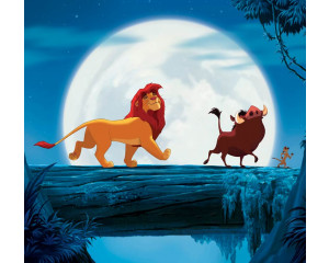 König der Löwen Hakuna Matata Fototapete mit Simba und seinen Freunden, perfekt für ein fröhliches Kinderzimmer.