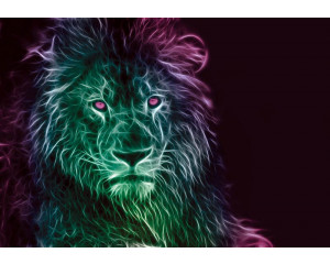 Löwen-Tapete mit abstrakter Kunst, kraftvoll und detailliert.