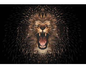 Fototapete mit einem brüllenden Löwen, kunstvoll gemalt.