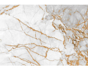 Weißes und goldenes Marmormuster, perfekt für einen luxuriösen Look in einem modernen Interieur.