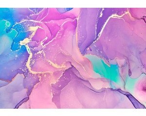 Rosa und goldener Marmor in einem luxuriösen Muster, ideal für eine stilvolle und feminine Einrichtung.