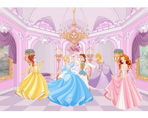 Fototapete mit einer tanzenden Prinzessin in einem Schloss, märchenhaft und elegant.