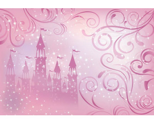 Fototapete eines Sternenschlosses mit Prinzessinnen, märchenhaft und bunt.