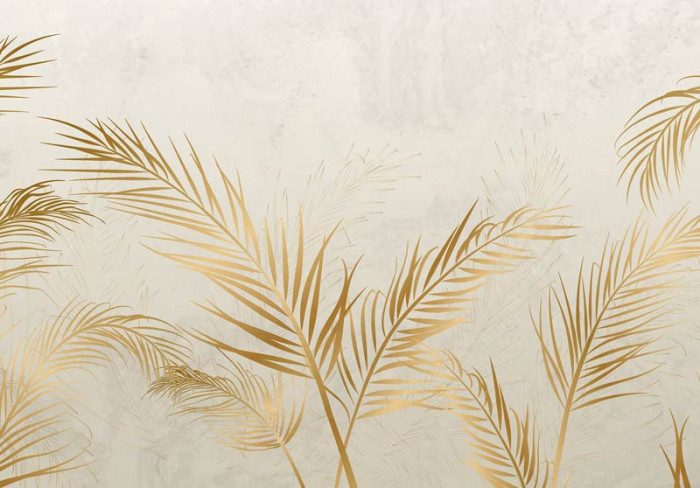 Fototapete Golden Leaves on Concrete