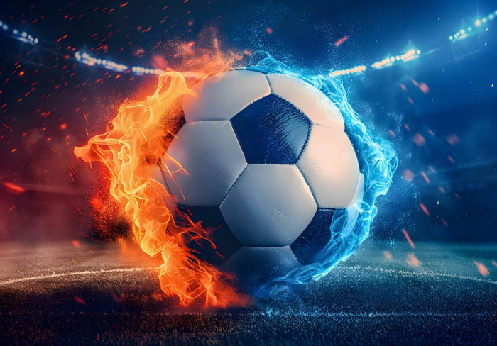Fototapete Fußball im erbitterten Duell