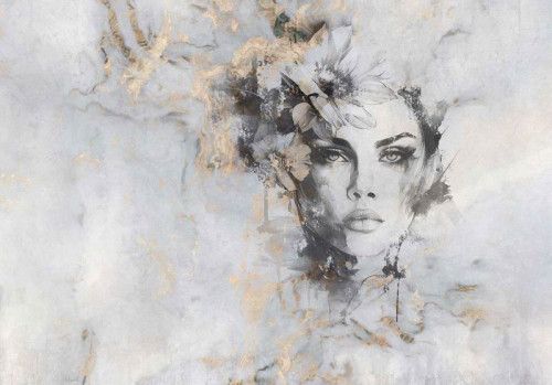 Fototapete Mystische Frau mit luxuriösen Goldfarben
