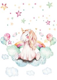 Fototapete mit Einhörnern in den Wolken