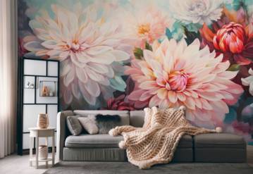 Fototapete mit verschiedenen farbigen Blumen